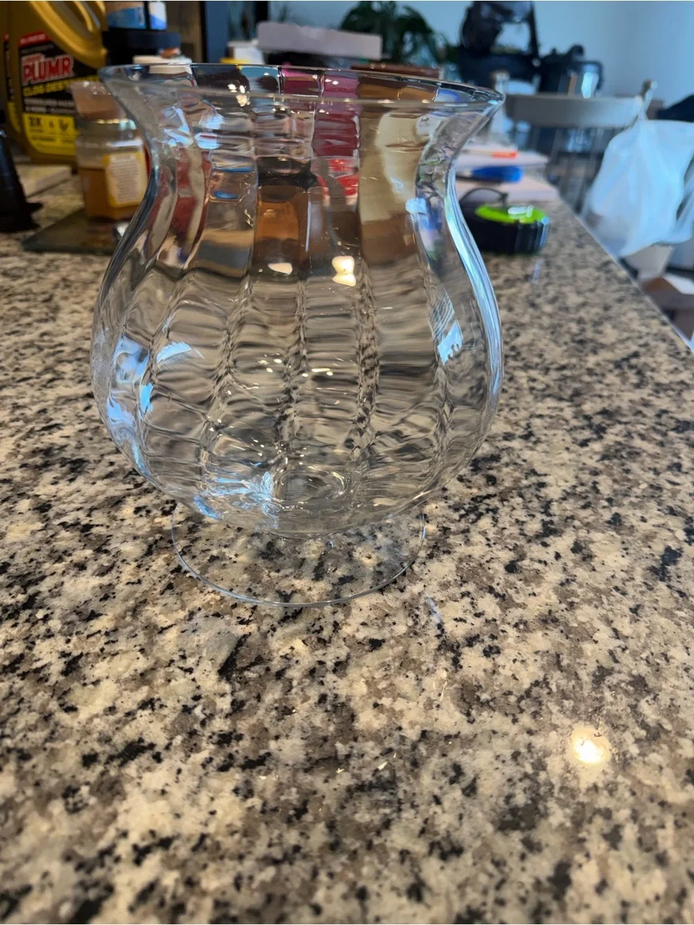 Clear Glass Decorative Vase - Elegant Curved Design